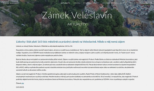 Web Zámek Veleslavín